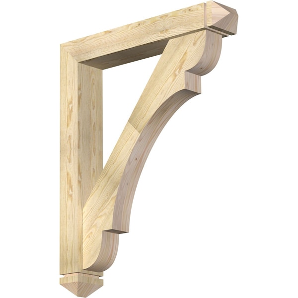 Ekena Millwork Olympic Arts and Crafts Rough Sawn Bracket w/ Offset Brace, Douglas Fir, 6"W x 34"D x 42"H BKT0604X34X42OLY03RDF - main